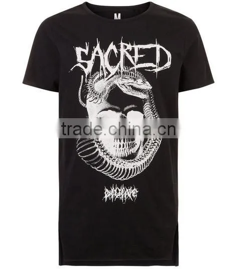 New Fashion Printed Tees Longline Short Sleeve t Shirt Men Summer Casual Black T-shirt photo-5