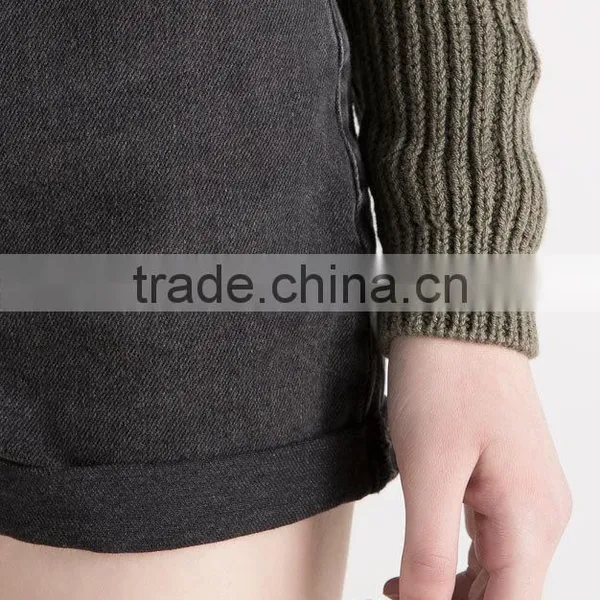 Wholesale Ladies Cheap Plain Washed Rolled Booty Hem Denim Jeans Shorts for Women 2016 photo-2