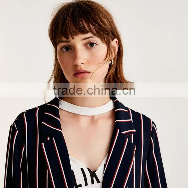 2017 SIMPLE STYLE Ladies Long Casual Striped Blazer Coat photo-4