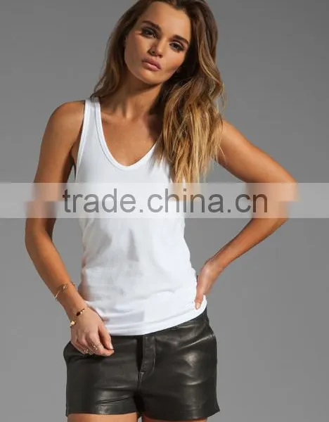 94% Cotton 6% Spandex White Tanks