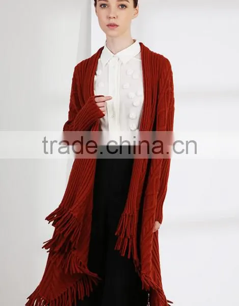 2017 Hot Sale Wool Thick Knitting Front Open Abaya Cardigan for Women photo-2