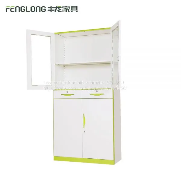 New Design Modern Glass Display File Cabinet 4 Door Storage Cabinet With 2 Drawers photo-2