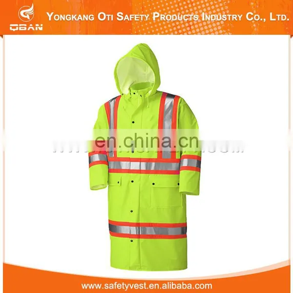 Cheap High Visibility Reflective Safety Pvc Military Poncho Raincoat photo-5