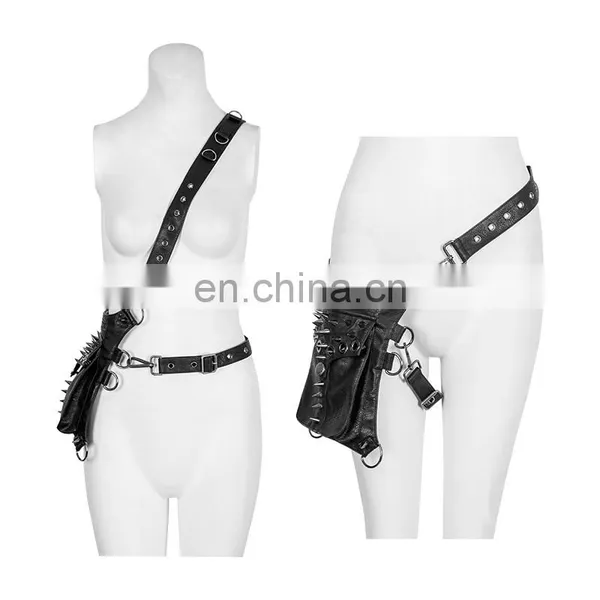 Punk Rave Black Leather Waist Bag S-222 photo-5