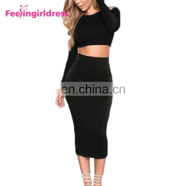 Fashion Long Sleeve Tops Black Backless Midi Bodycon Sexy Women Party Dress photo-2