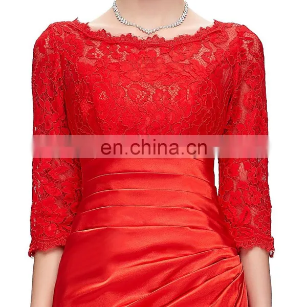 Grace Karin Elegant Long Sleeve Lace Evening Dresses Red CL4524-2 photo-4