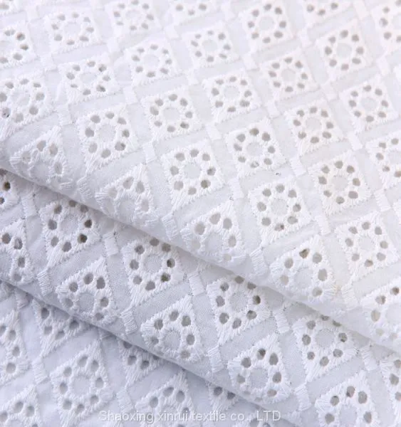 Keqiao Cotton Fabric for Dresses Embroidered White Cotton photo-3