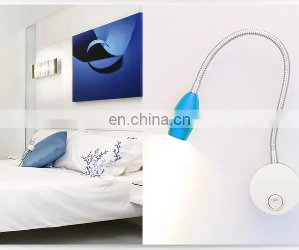 Colourful Light Head 1w 110v 220v Swing Arm Desk Lamp Hot Sell Flexible Hose Bed Lamp Decorative Led Reading Lamp photo-6