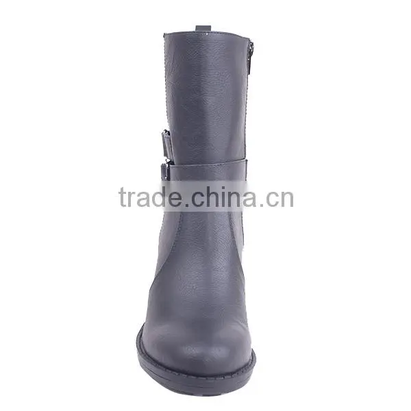 Wholesale Cowboy Female Half Boots Women Zipper Boots High Heels With Buckles photo-3