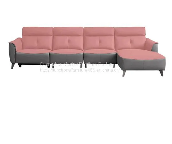 New Italian Minimalist Leather Leather Art Functional Sofa Living Room Simple Fashion L-Shaped Left And Right Corner Chaise Longue Sofa photo-3