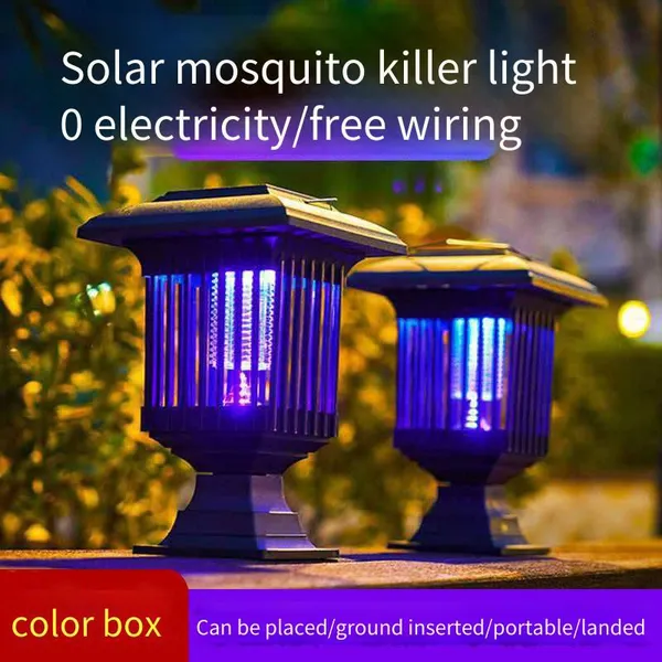 solar electric shock outdoor mosquito killer lamp, special for balconies, solar physical mosquito killer lamp
