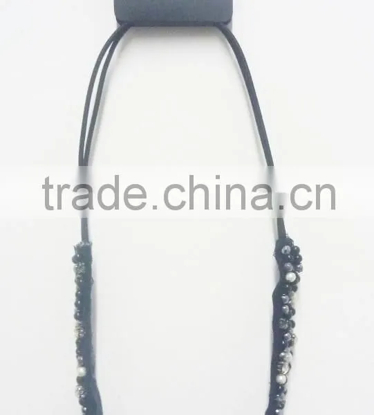 FASHION FABRIC HAND SEWN BEADED RHINESTONE HEAD BAND