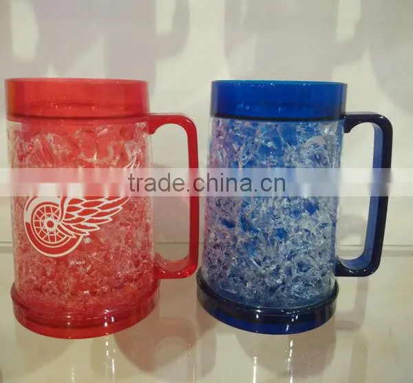 16oz BPA Free Plastic Double Wall Ice Mug Freezer Beer Mug photo-3