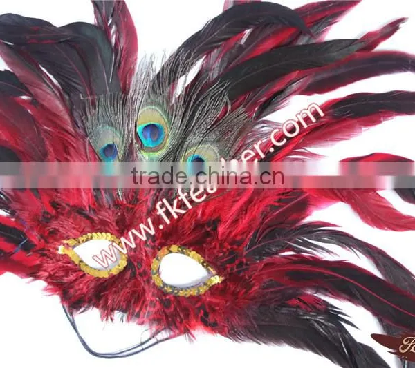 Wholesale Cheap Female Mask Red Cock Feather And Peacock Decorations photo-2