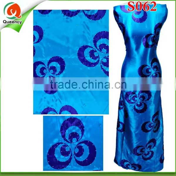 African Design Beautiful Styles Printed Silk Satin Fabric With Stones S062