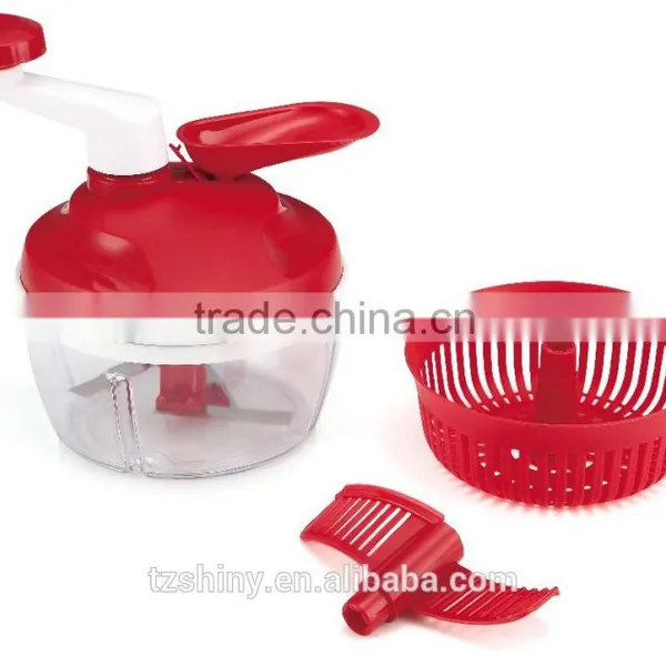 Multipurpose 3 in 1Plastic Salad Spinner With Cutter and Mixer Manual Salad Spinner With Handle Plastic Food Processor photo-2