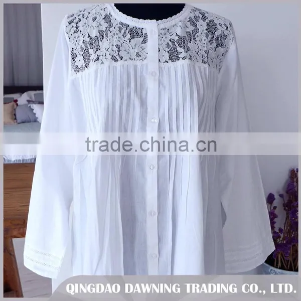 Fashionable White Cotton Dressing Gown Nightgown photo-3