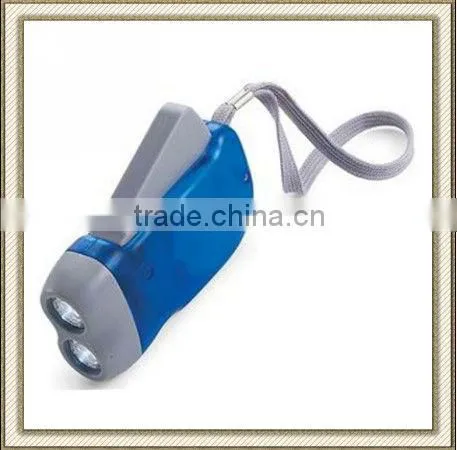 2 LED Dynamo Hand Press Charge Flashlight Torch Lamp