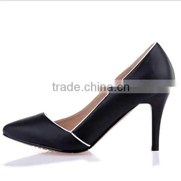 2015 Guangzhou Factory Real Leather Block Heels Women Shoes photo-3