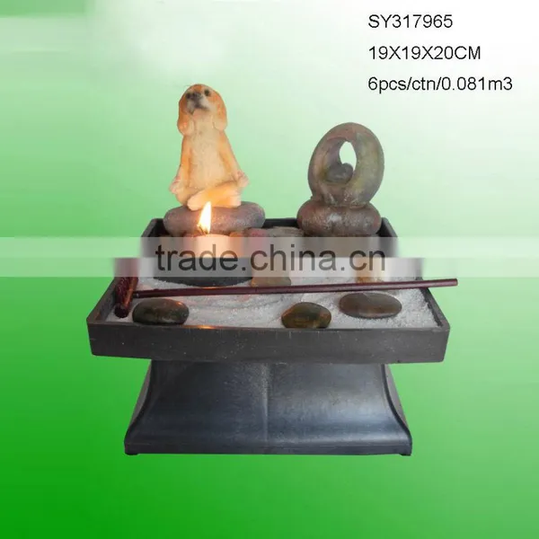 Yoga Dog Zen Garden Set Water Fountain for Indoor Decoration