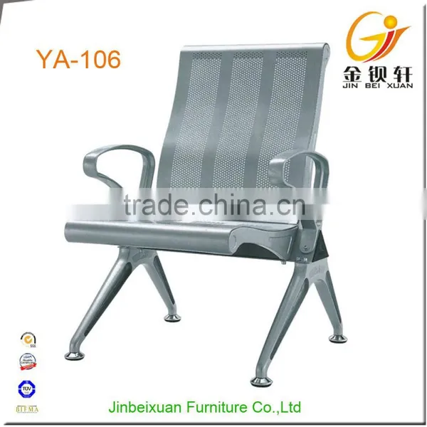 Single Seat Light Silver Stainless Steel Salon Waiting Room Chairs