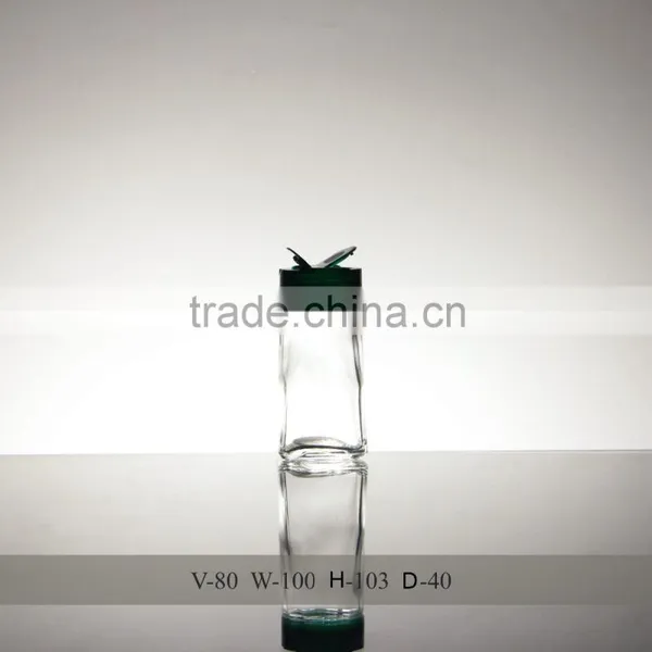 Decal Square Glass Spice Jar With Plastic Shaker Cap, Salt Shaker photo-3