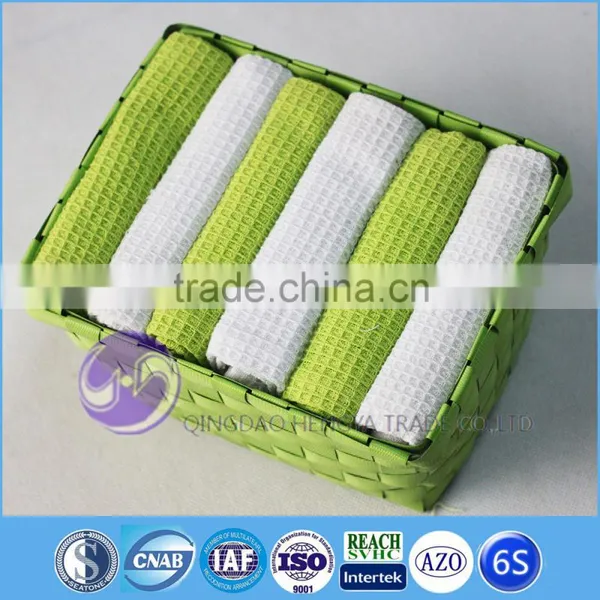 China Wholesale Yarn-dyed Waffle Weave Cotton Basket Tea Towel