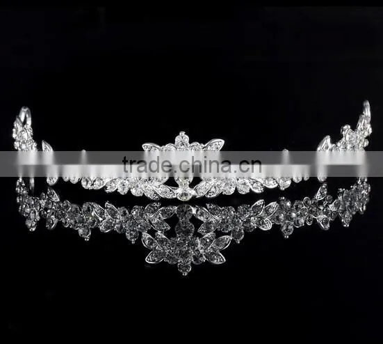 2016 Fashion Alloy Silver Plated Rhinestone Tiara Crown,Necklace,Earring Bridal Wedding Jewelry Set photo-3