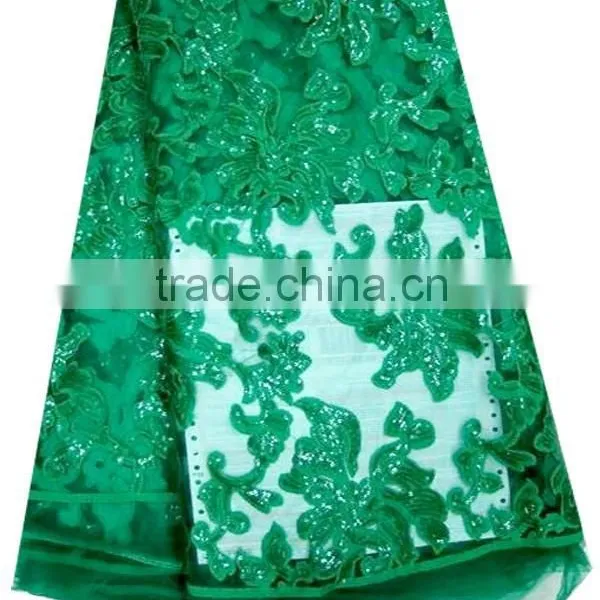 2015 Wholesale New Fantasy African French White Net Sequins Lace Fabric photo-4