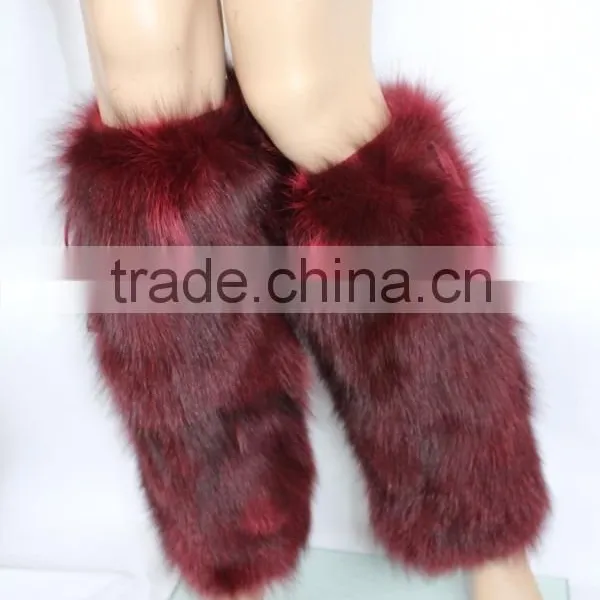 Wine Color Fox Fur Wram Wear High Quality Fashion Sex Leg Warmer photo-3