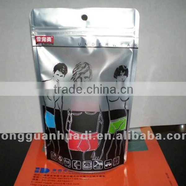 Colored Clothing Packing Pouch With Zip Lock and Hung Hole