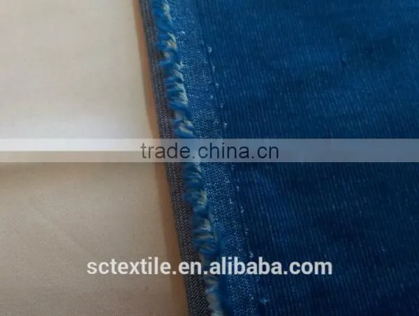 Polyester Cotton T/C Stretch Corduroy Blue Color Woven Fabric 24ales 20x16+70D/44x134, 210gsm