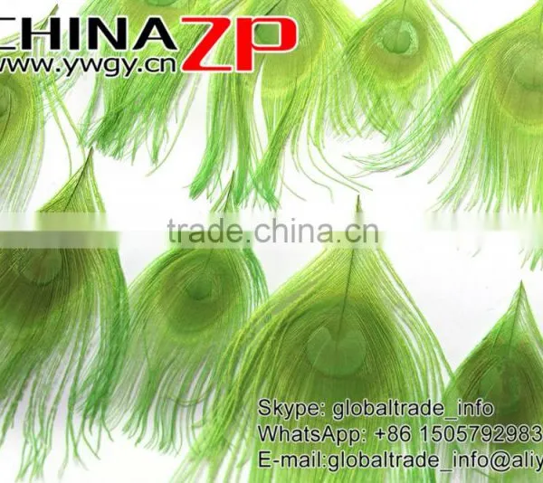 ZPDECOR Factory Bulk Sale Cheap Selling Dyed Lime Green Trimmed Short Peacock Feathers for DIY photo-3