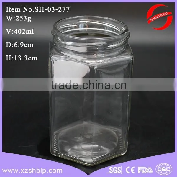 400ml Hexagonal Glass Jar With Metal Screw Top Lid photo-5