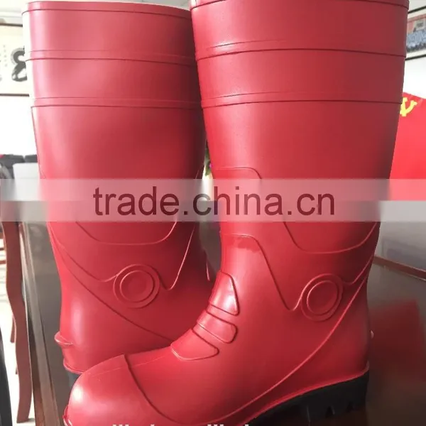 Red Safety Shoes Pvc Work Boots photo-3