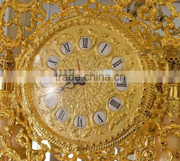 European Copper Grandfather Floor Clock, Metal Pendulum Chiming Clock, Home Decoration Art Clock photo-5