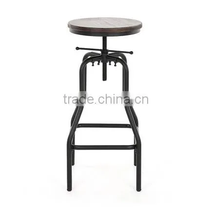 Industrial Adjustable Height Swivel Bar Stool photo-2