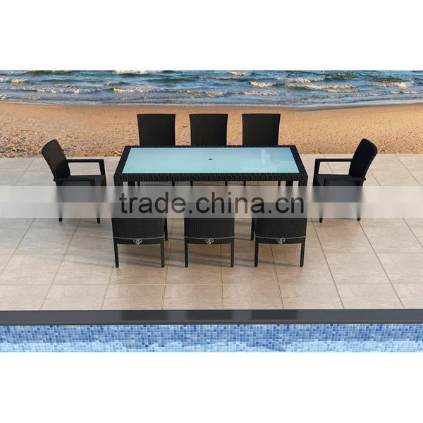 2017 Trade Assurance Display Cabinets Luxury Pvc Rattan Modular Metal Garden Glass Dining Table Set photo-3