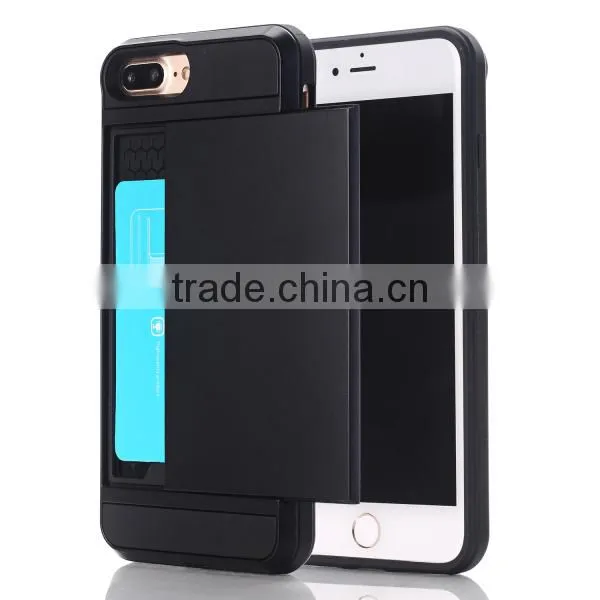 Slide Cover Card Slot Phone Case TPU + PC Material Phone Hull for IPhone7 7plus photo-6