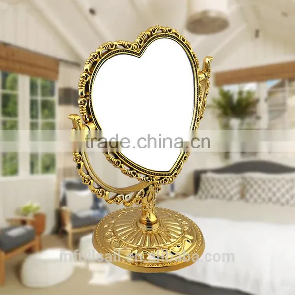 Plastic Frame Heart-shaped Double Sides Mirror High Quality Free Standing Table /desktop Mirror photo-5