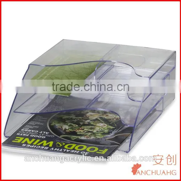 Clear Acrylic Officemate Multi-Use Literature Holder Brochure Rack With Tiered Dividable Pockets photo-4