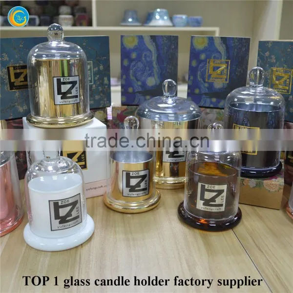 Gold Glass Candlesticks Antique Glass Cloche photo-3