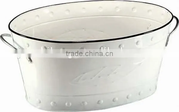Vintage Large Capacity Galvanized Metal Oval Party Tub Ice Bucket Drink Beer Cooler photo-5