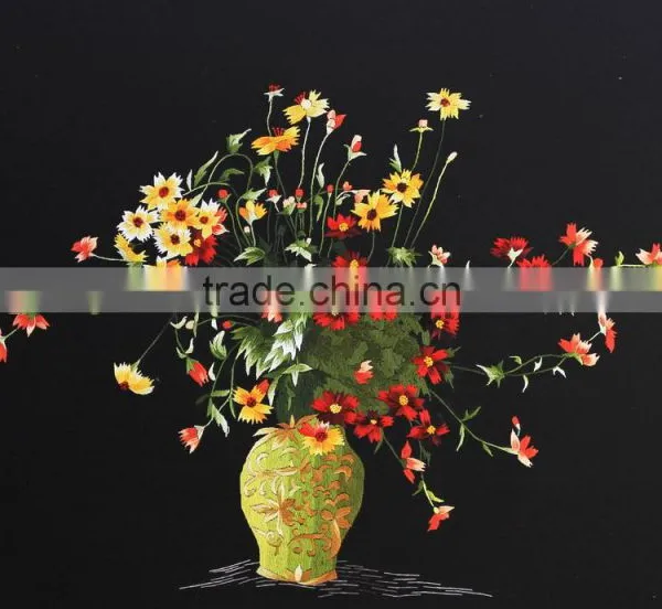 Embroidery Flower Paintings From Vietnam, Rose Wall Paintings, Handmade in Vietnam photo-2