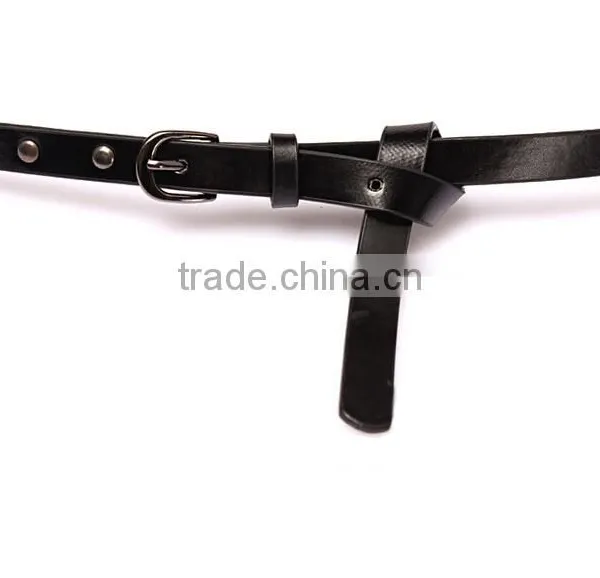 Wholesale Rivets Decorated D Buckle Sex Girl Thin PU Knot Waist Belt photo-5