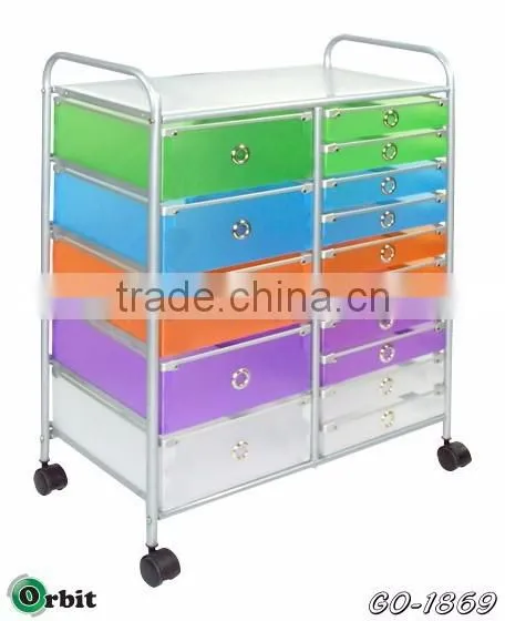 Colorful 4 Tier Plastic Storage Trolley With Drawers, Space Saving Storage Cabinet photo-6