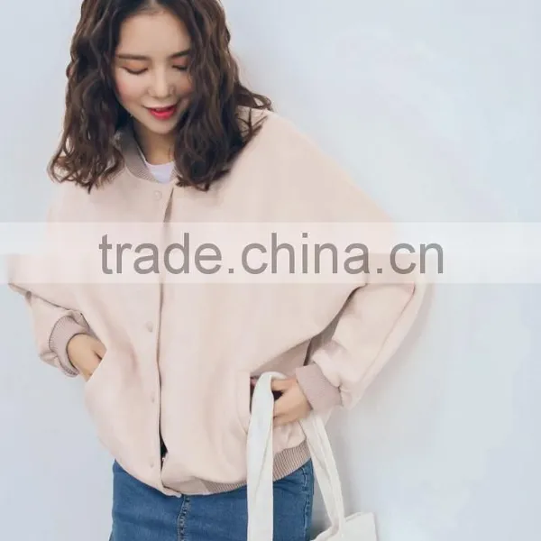 New Fashion Fall Winter Fashion Women Loose Students Take Faux Suede Baseball Uniform Coats Outerwear Gray Pink Maron Jackets photo-2