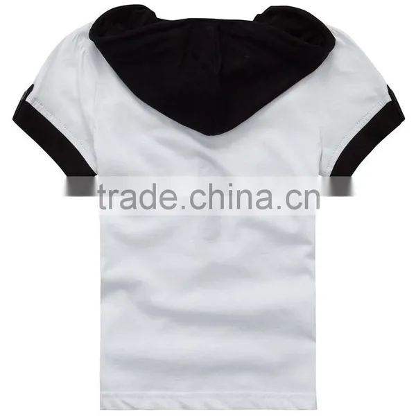 Unisex V-neck T-shirts With Short Sleeves With Hood photo-2
