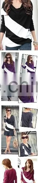 Fashion Women Long Sleeve Striped T-shirt photo-2