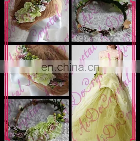 Aidocrystal Beautiflul Classic Series Lucky Wreath Hairwear, Green Hair Flower Accessories